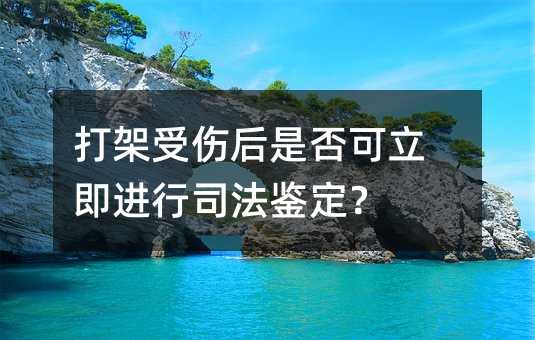 打架受伤后是否可立即进行司法鉴定？