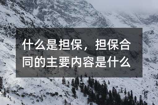 什么是担保，担保合同的主要内容是什么